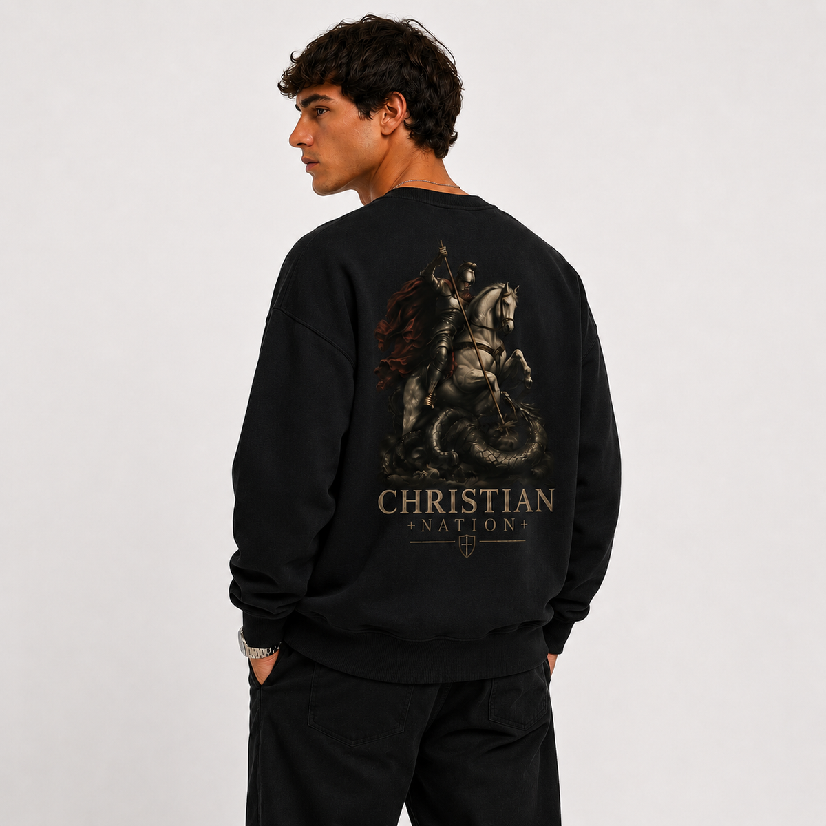 Christian Nation Armour of Faith Sweatshirt, Christian streetwear (image 1 of 4)